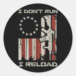 Ren niet Oplaadvlag Grappige Zin Patriotische Mann Ronde Sticker