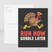 Ren nu Gobble Later Turkey Runner Marathon  Uitnodiging Briefkaart (Voorkant / Achterkant)