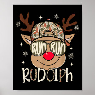 Ren Rudolph Santa's Rendier Kerst Camo Jongens T Poster