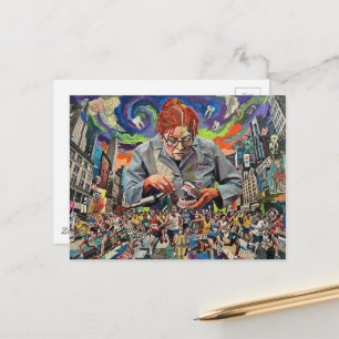 Ren snel, de tandarts komt! Een surreële AI-collag Briefkaart