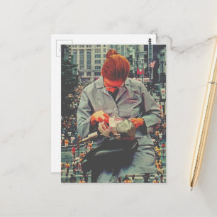 Ren snel, de tandarts komt! Een surreële collage Briefkaart