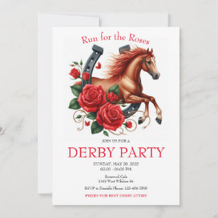 Ren voor de Rozen Race Horse Derby Party Kaart