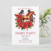 Ren voor de Rozen Race Horse Derby Party Kaart (Staand voorkant)