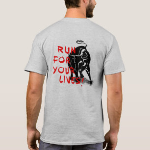 Ren voor je leven! ontwerp van de San Fermin-koeie T-shirt