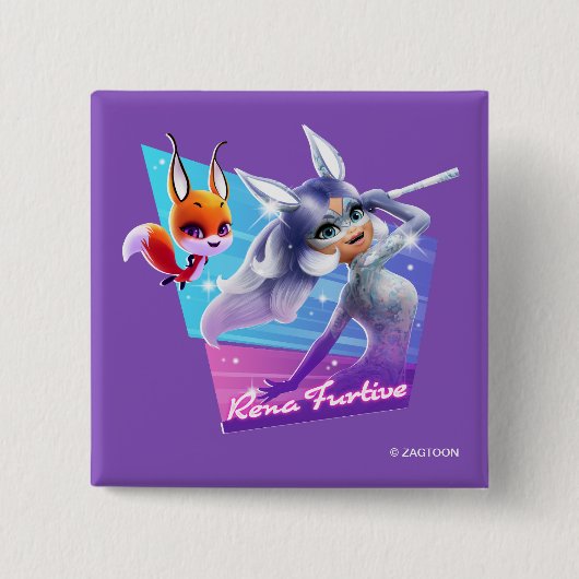 Rena Furtive Graphic Vierkante Button 5,1 Cm (Voorkant)