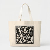 Renaissance alfabet letter V Totebag Grote Tote Bag (Voorkant)