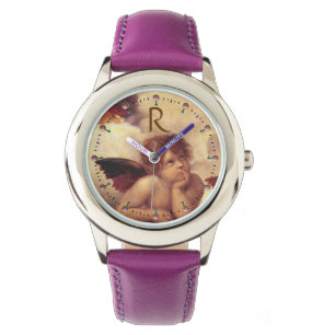 RENAISSANCE ANGEL / Gevleugeld Cherub Monogram Horloge