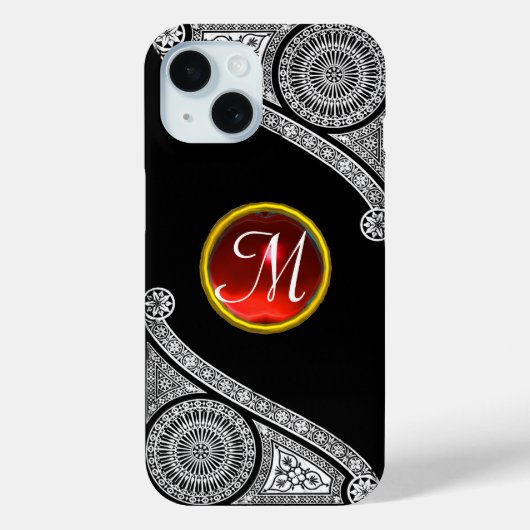 RENAISSANCE ARCHITECT Black White Gem Monogram Case-Mate iPhone Case (Achterkant)