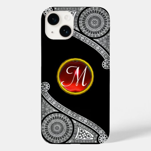 RENAISSANCE ARCHITECT Black White Gem Monogram Case-Mate iPhone Case (Achterkant)