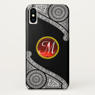 RENAISSANCE ARCHITECT Black White Gem Monogram iPhone X Hoesje