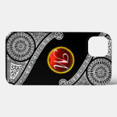 RENAISSANCE ARCHITECT Black White Gem Monogram Case-Mate iPhone Case (Achterkant (horizontaal))