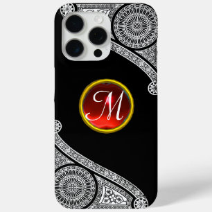 RENAISSANCE ARCHITECT Black White Gem Monogram iPhone 15 Pro Max Hoesje
