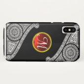 RENAISSANCE ARCHITECT Black White Gem Monogram Case-Mate iPhone Case (Achterkant (horizontaal))