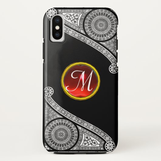 RENAISSANCE ARCHITECT Black White Gem Monogram Case-Mate iPhone Case (Achterkant)