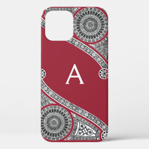 RENAISSANCE ARCHITECT Marsala Red Monogram iPhone 12 Pro Hoesje