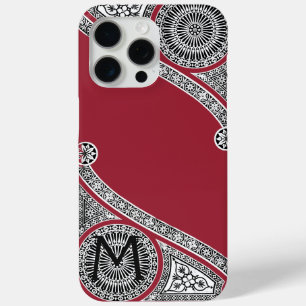 RENAISSANCE ARCHITECT Marsala Red Monogram iPhone 15 Pro Max Hoesje