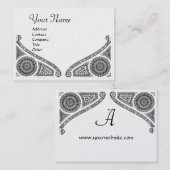 RENAISSANCE ARCHITECT MONOGRAM Black White Pearl Visitekaartje (Voorkant / Achterkant)