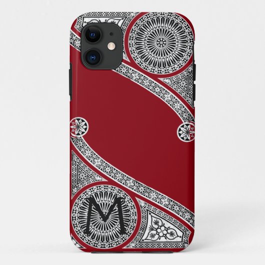RENAISSANCE ARCHITECT Red Burgundy Monogram Case-Mate iPhone Case (Achterkant)