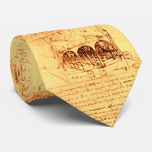 RENAISSANCE ARCHITECTURAL DRAWING DOOR Leonardo Stropdas (Opgerold)