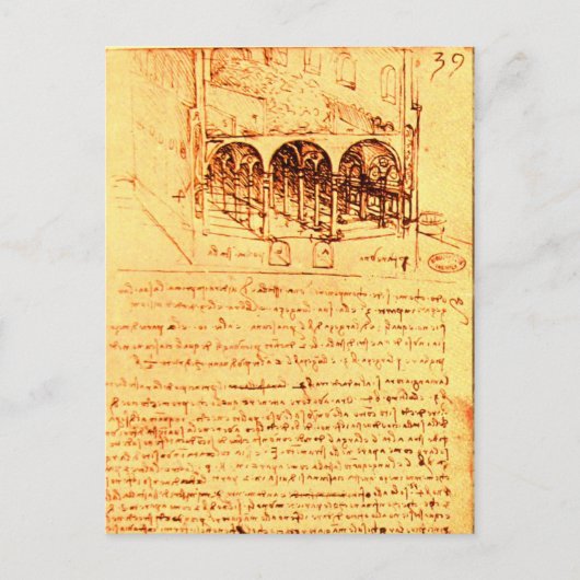 RENAISSANCE ARCHITECTUUR, Antiek perkament Briefkaart (Voorkant)