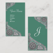 RENAISSANCE ARCHITECTUUR MONOGRAM Groen Wit Visitekaartje (Voorkant / Achterkant)