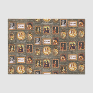 Renaissance Art Framed Antiek Script Decoupage Tissuepapier