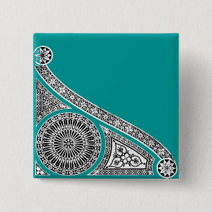 RENAISSANCE Black White Architecture Decor Vierkante Button 5,1 Cm