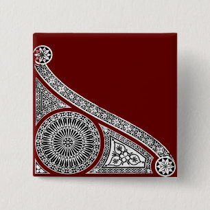 RENAISSANCE Black White Architecture Decor Vierkante Button 5,1 Cm