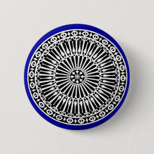 RENAISSANCE Black White Blue Architecture Decor Ronde Button 5,7 Cm