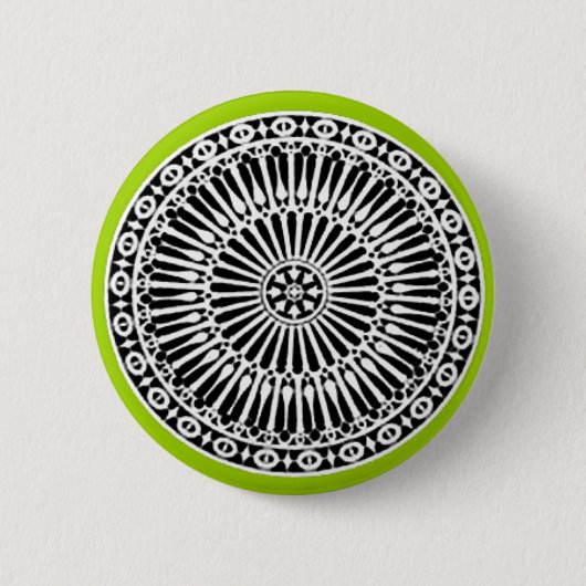 RENAISSANCE Black White Green Architecture Decor Ronde Button 5,7 Cm (Voorkant)