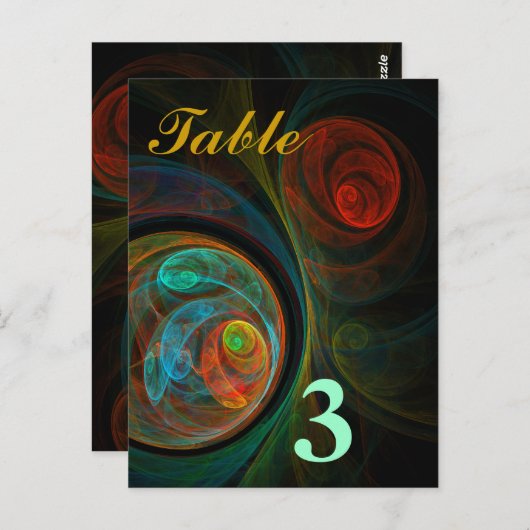 Renaissance Bleu Numéro de table Carte postale (Devant / Derrière)