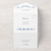 Renaissance  Bloemen Dusty Blue Wedding All In One Uitnodiging (Buitenkant)