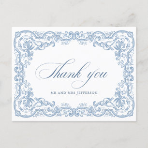 Renaissance  Bloemen Dusty Blue Wedding Briefkaart