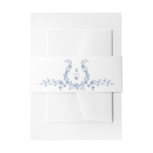 Renaissance Bloemen Dusty Blue Wedding Uitnodigingen Wikkel