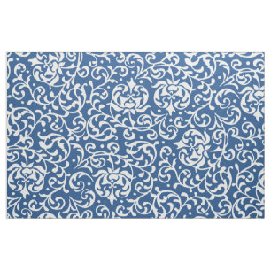 Renaissance Blue en White Floral Damask Stof