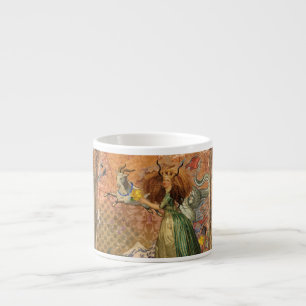 Renaissance Dame Steenbok Fantasie Vintage Zodiac Espresso Kop