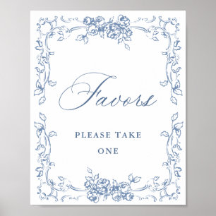 Renaissance Dusty Blue Favors Wedding Poster