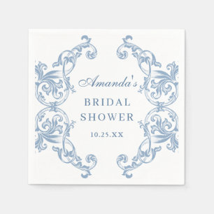 Renaissance  Dusty Blue Floral Vrijgezellenfeest Servet