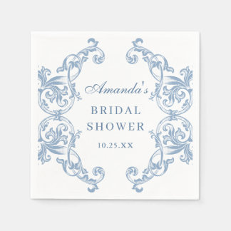 Renaissance  Dusty Blue Floral Vrijgezellenfeest Servet