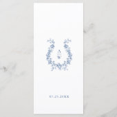 Renaissance  Dusty Blue Floral Wedding Menu (Achterkant)