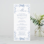 Renaissance  Dusty Blue Floral Wedding Menu (Staand voorkant)