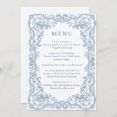 Renaissance  Dusty Blue Floral Wedding Menu (Voorkant / Achterkant)