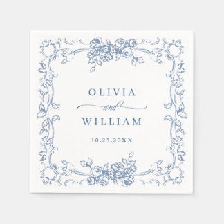 Renaissance Dusty Blue Floral Wedding Servet
