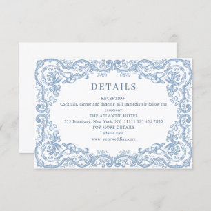 Renaissance  Dusty Blue Wedding Details Informatiekaartje
