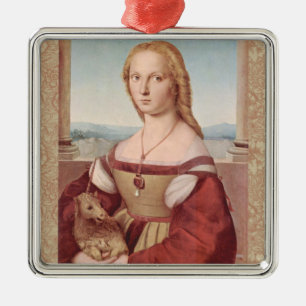 Renaissance Eenhoorn en Dame Raphael Schilderij Metalen Ornament