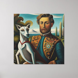 Renaissance Elegance Italian Greyhound and Noble  Canvas Afdruk