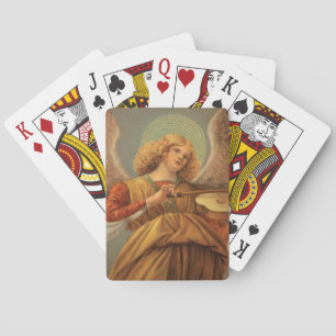 Renaissance engel die viool speelt Melozzo da Forl Pokerkaarten