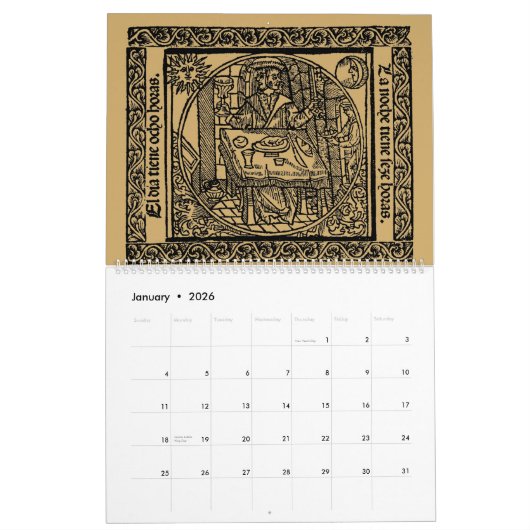 Renaissance Era Medieval Gothic 1492 Kalender (Jan 2026)