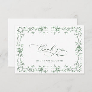 Renaissance  Floral Sage Green Wedding Bedankkaart