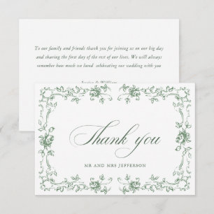 Renaissance Floral Sage Green Wedding Bedankkaart